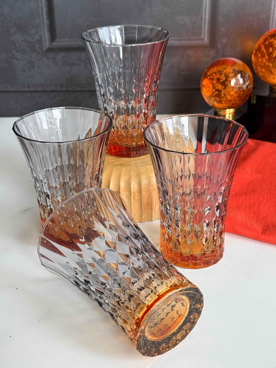 Darkness Turuncu Füme Crystal 4'lü Meşrubat Bardak