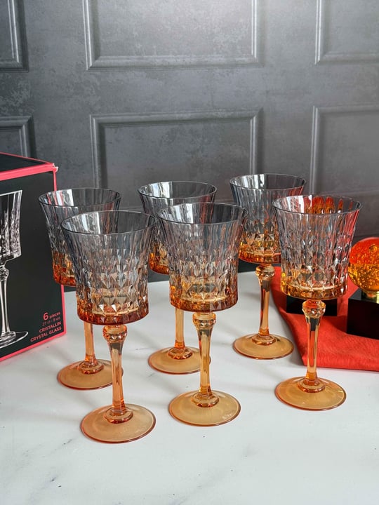 Darknnes 6'Lı Turuncu Füme Crystal Kadeh(120ml)