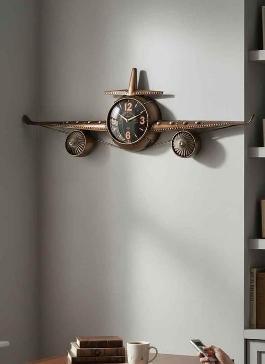 Dekoratif Aviator Retro Metal Eskitme Uçak Duvar Saati