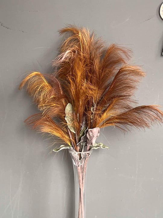 Kahve 3 Dal Pampas Yapay Çiçek
