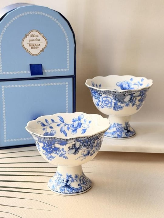 Porselen Dondurma Kasesi 2'li Blue Garden