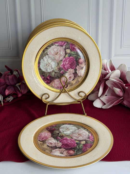 Porselen Servis Tabak 6 Parça 24K Flores 