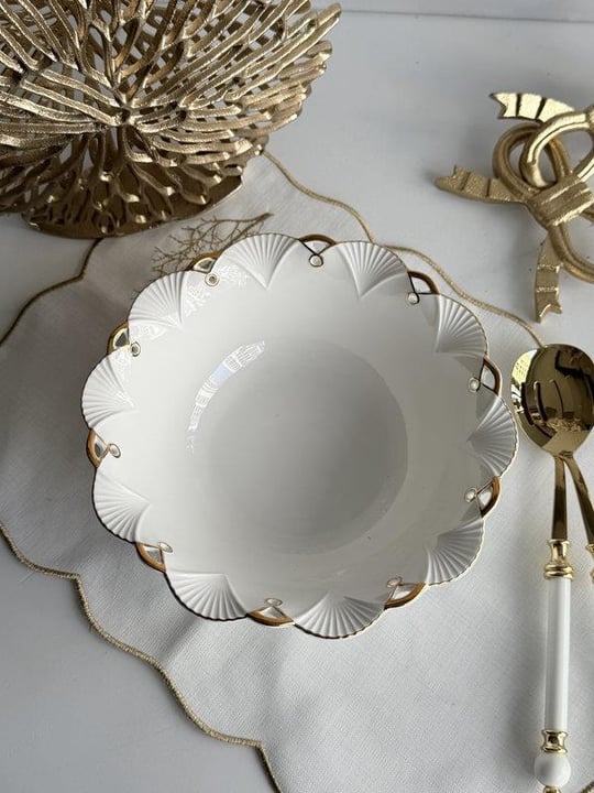 Porselen Yuvarlak Sunum Tabak Gold Lucca 25cm