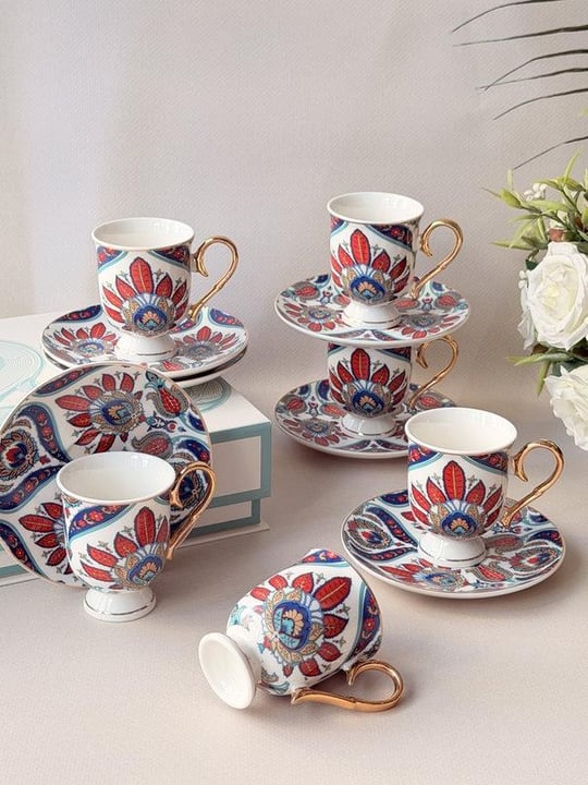 Türk Kahve Fincanı 6 Kişilik 12 Parça Royal İkat