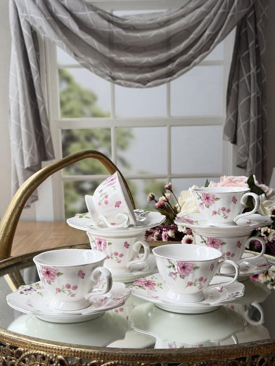 Türk Kahve Fincanı 6 Kişilik 12 Parça Roses