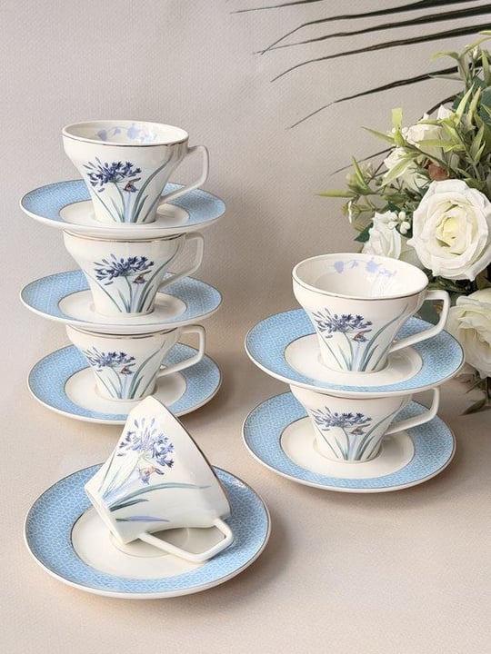Türk Kahve Fincanı 6 Kişilik 12 Parça Lavender Flutter