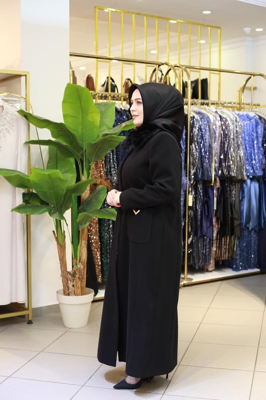 3421 KOD SUNİ KÜRKLÜ KABAN SİYAH