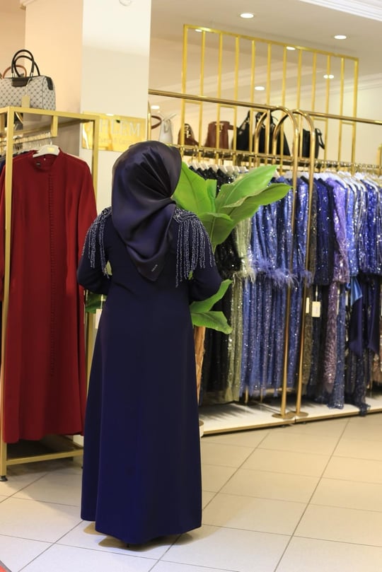 3539 KOD DÖKÜMLÜ TAŞ ELBİSE LACİVERT