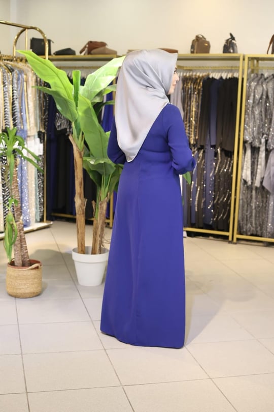 5725 KOD SU YOLU İNCİ ELBİSE İNDİGO