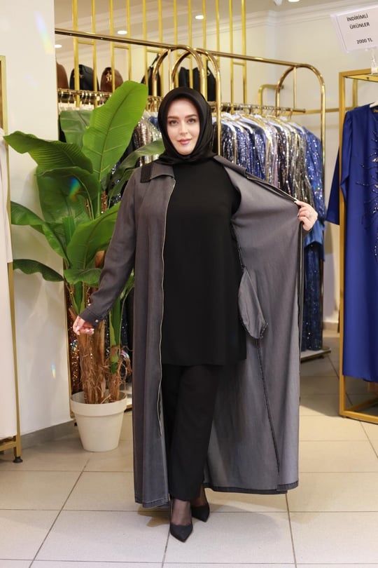 QET6108 KOD KOT GÖRÜNÜMLÜ GİYÇIK SİYAH