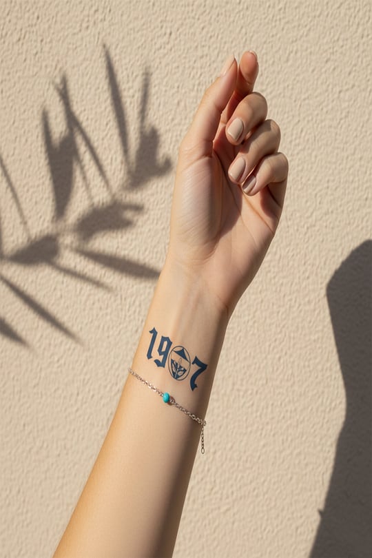 1907 ve Amblem Yarı Kalıcı Dövme / 1 Ay Kalıcı -Taraftar Temalı Minimalist Geçici Bilek Dövmesi