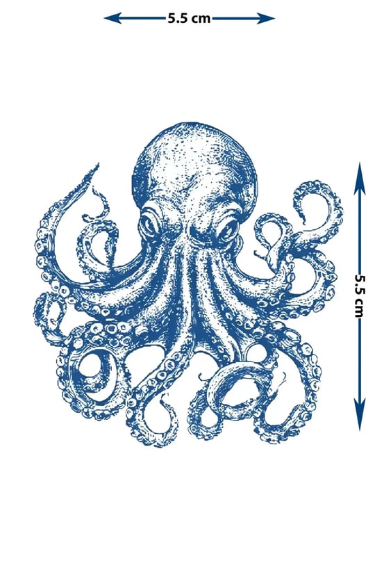 Ahtapot (Octopus) Yarı Kalıcı Dövme / 1 Ay Kalıcı - Deniz Temalı Sanatsal Geçici Omuz Dövmesi