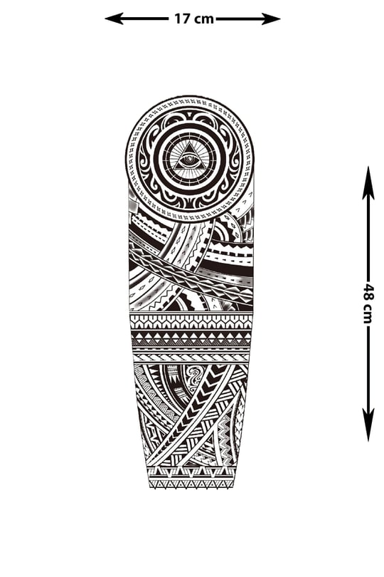 Polinezya Tribal Sleeve Geçici Dövme | All Seeing Eye Illuminati Tasarım