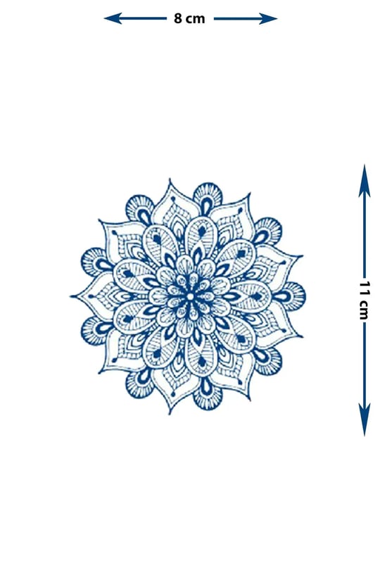 Etnik Mandala ve Geometrik Çiçek Motifli Sanatsal Vücut Dövmesi - 1 Ay Kalıcı / Yarı Kalıcı