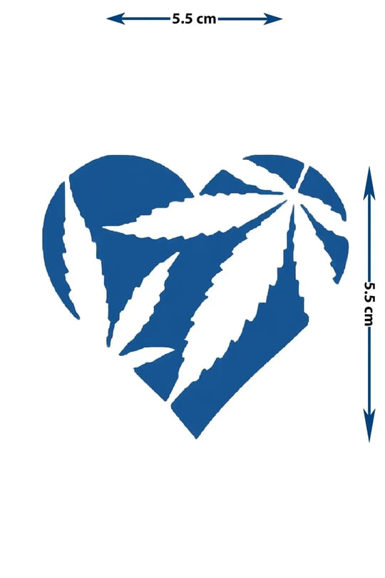 Kalp Formunda ÇİÇEK Yaprağı Yarı Kalıcı Dövme / 1 Ay Kalıcı - Weed ve Heart Temalı Geçici Dövme