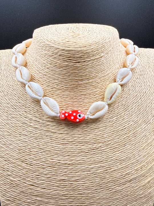 Doğal Deniz Kabuğu Kolye Balık Figürlü Nazar Boncuklu Choker Bohem Kolye