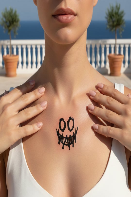 Korkunç Gülüş (Creepy Smile) Yarı Kalıcı Dövme / 1 Ay Kalıcı - Gotik ve Grunge Temalı Geçici Dövme