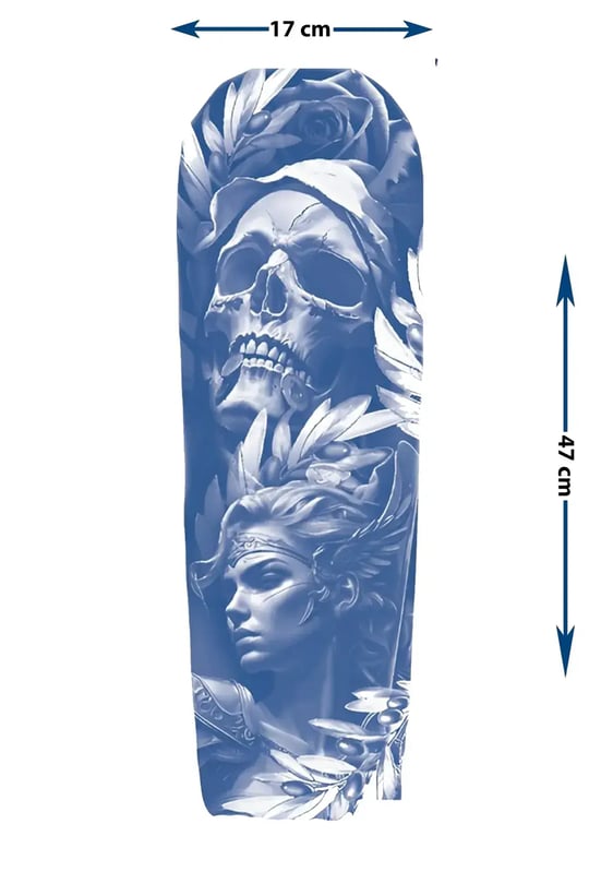 Kurukafa, Antik Kadın ve Gül Motifli Tam Kol Kaplama Tattoo - Yarı Kalıcı / 1 Ay Kalıcı