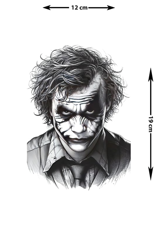 Joker Yüz Geçici Dövme | Gerçekçi Siyah Beyaz Suikastçi Kol Bacak Dövmesi