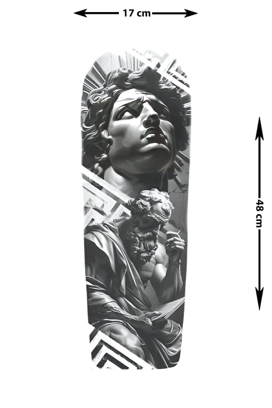 Michelangelo David Heykeli Sleeve Geçici Dövme | Rönesans Klasik Sanat Epik Tasarım