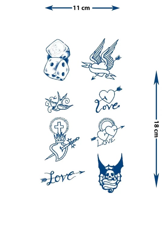 Old School Retro Karma Dövme Seti - Yarı Kalıcı / 1 Ay Kalıcı Tattoo
