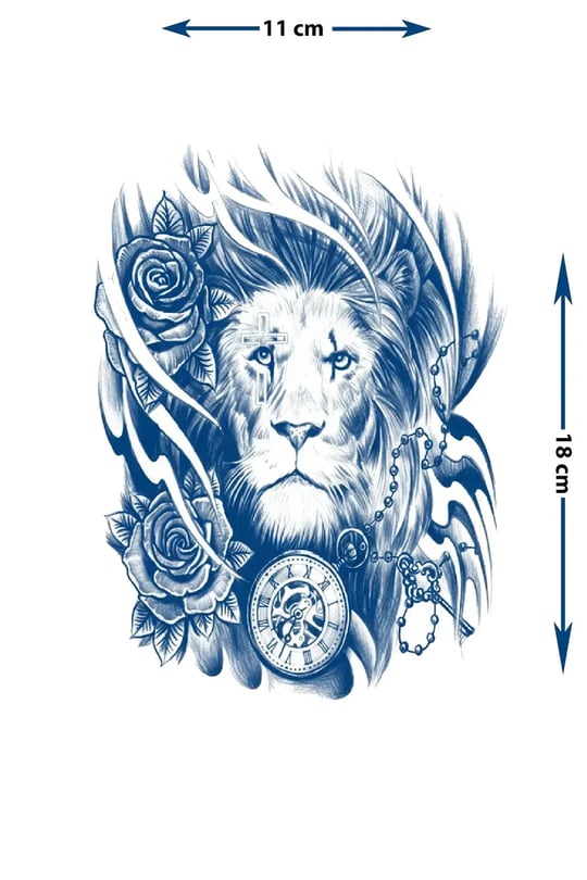 Vakur Aslan, Roma Rakamlı Saat ve Gül Detaylı Mistik Tattoo - Yarı Kalıcı / 1 Ay Kalıcı
