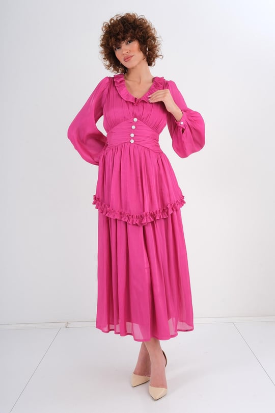 strapless open back dress Miss Circle Aubrey Pink Satin Bubble Hem Mini Dress XXS main image 0