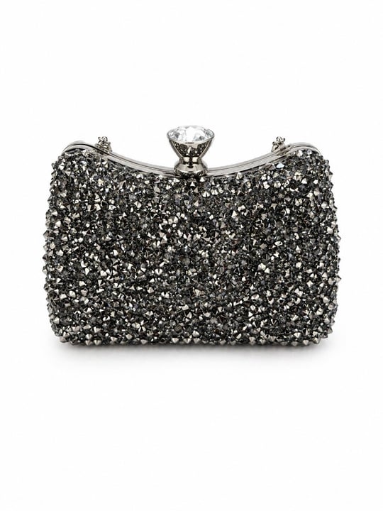 Diamond Işıltılı Clutch Abiye Çanta Antrasit