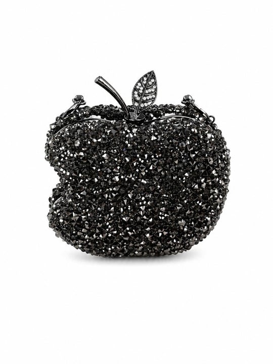 Mela Elma Form Clutch Abiye Çanta Antrasit