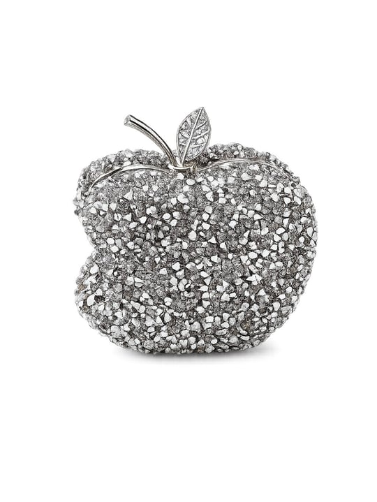 Mela Elma Form Clutch Abiye Çanta Gümüş