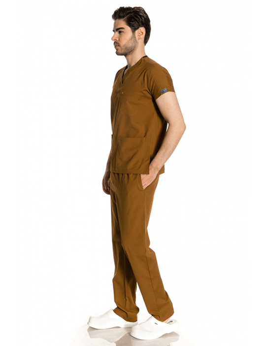 Hardal Sarısı Likralı Greys Tek Üst Scrubs