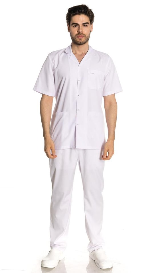 Kısa Boy Kısa Kol Ceket Yaka Alpaka Doktor Önlüğü