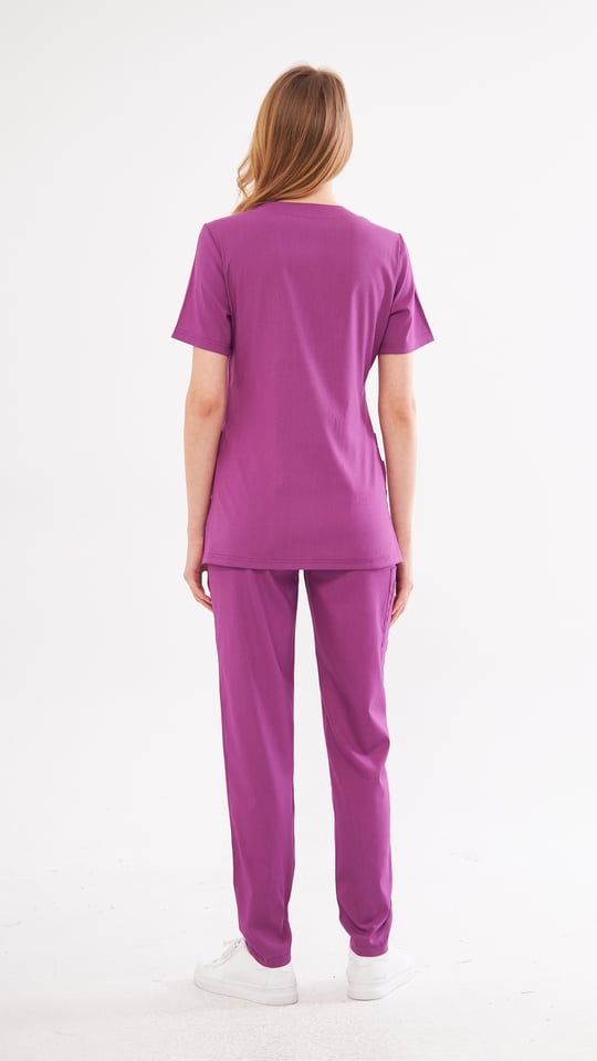 Mor Lyra Likralı Premium Scrubs Takım