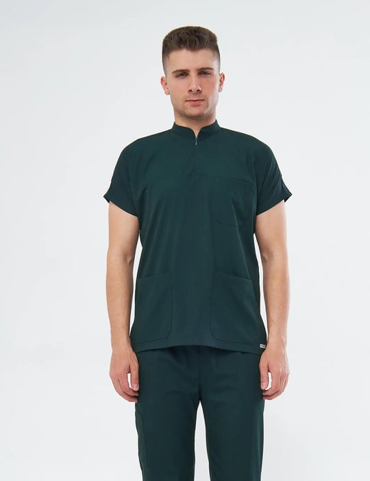 Ördek Başı Likralı Yeşil Scrubs Takım