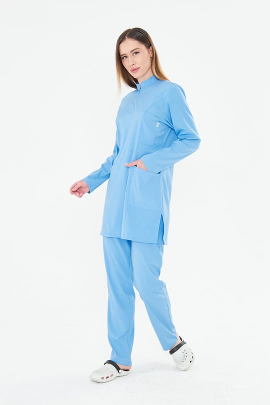 Tıpmod Açık Mavi 15-4225 Likralı Tesettür Scrubs Takım