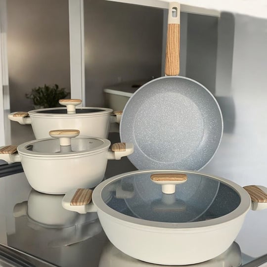 Winterbach Suwon Krem Tencere Takımı ve Kaşık Seti