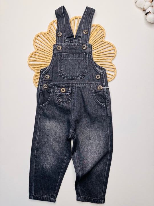 Unisex Denim Salopet - Antrasit