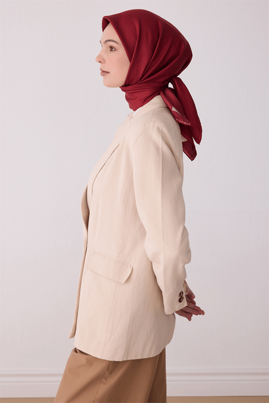 Bordo Düz Desen %100 Twill İpek Eşarp 4305 - 87