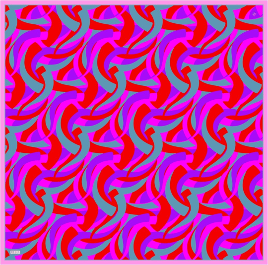 Çok Renkli Geometrik Desen %100 Twill İpek Eşarp 4327 - 20