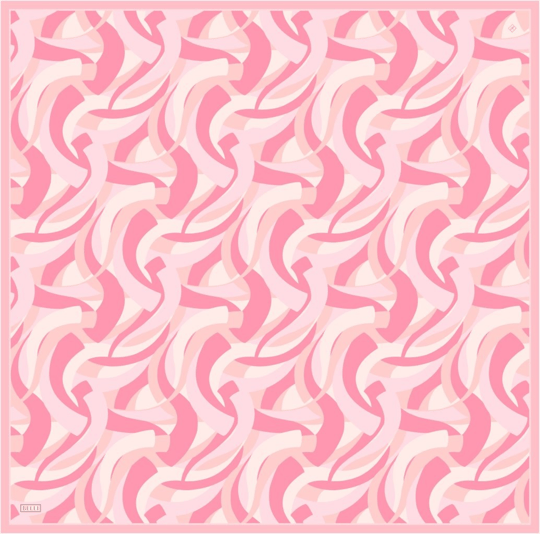 Pembe Geometrik Desen %100 Twill İpek Eşarp 4327 - 56