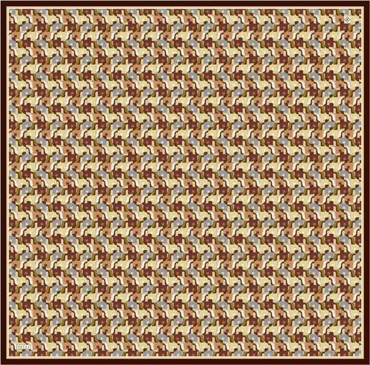 Sarı Geometrik Desen %100 Twill İpek Eşarp 4402-02