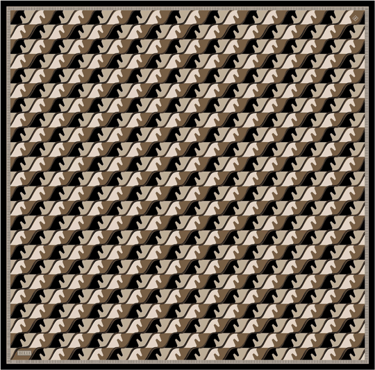 Siyah Geometrik Desen %100 Twill İpek Eşarp 4406-05
