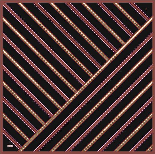 Siyah Geometrik Desen %100 Twill İpek Eşarp 4405-52