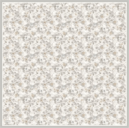 Bej Çiçek Desen %100 Twill İpek Eşarp 4319-83