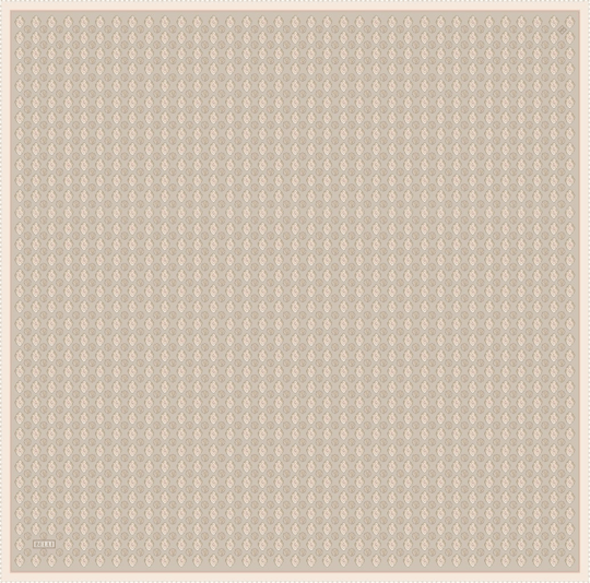 Bej Etnik Desen %100 Twill İpek Eşarp 4308-54