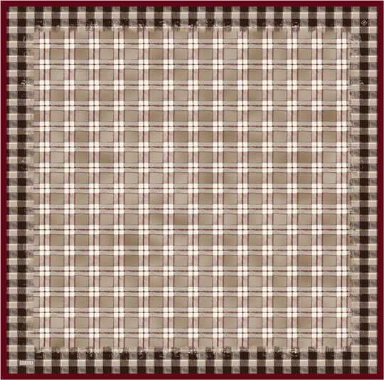 Bej Geometrik Desen %100 Twill İpek Eşarp 4421-03