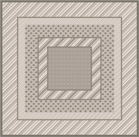 Bej Geometrik Desen %100 Twill İpek Eşarp 4423-05