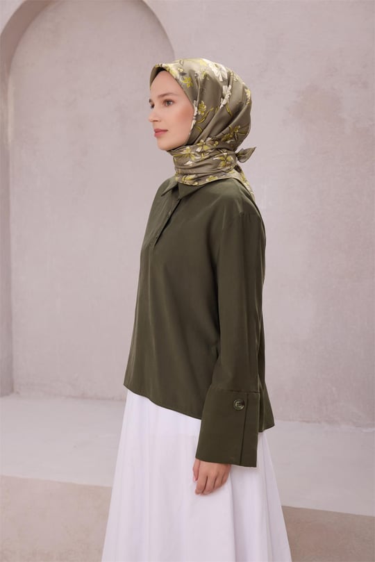 {URUNSEO_TITLE} | BELLI | BELLİ İPEK EŞARP | BELLİ ÇİÇEK DESEN İPEK EŞARP 4210D (TWILL) HAKİ - 87