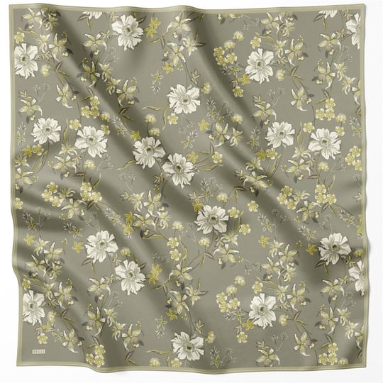 {URUNSEO_TITLE} | BELLI | BELLİ İPEK EŞARP | BELLİ ÇİÇEK DESEN İPEK EŞARP 4210D (TWILL) HAKİ - 87