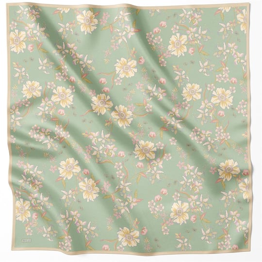 {URUNSEO_TITLE} | BELLI | BELLİ İPEK EŞARP | BELLİ ÇİÇEK DESEN İPEK EŞARP 4210D (TWILL) SU YEŞİLİ - 58